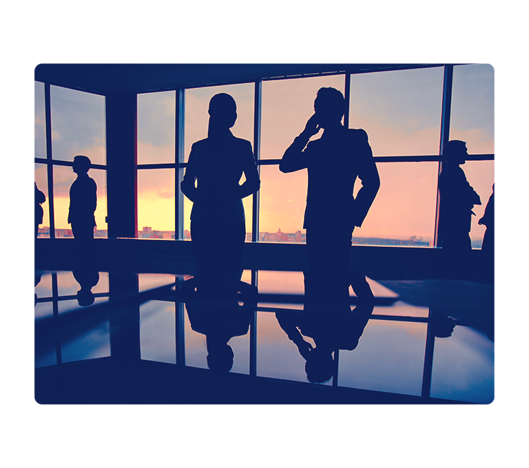 Corporate team during sunset